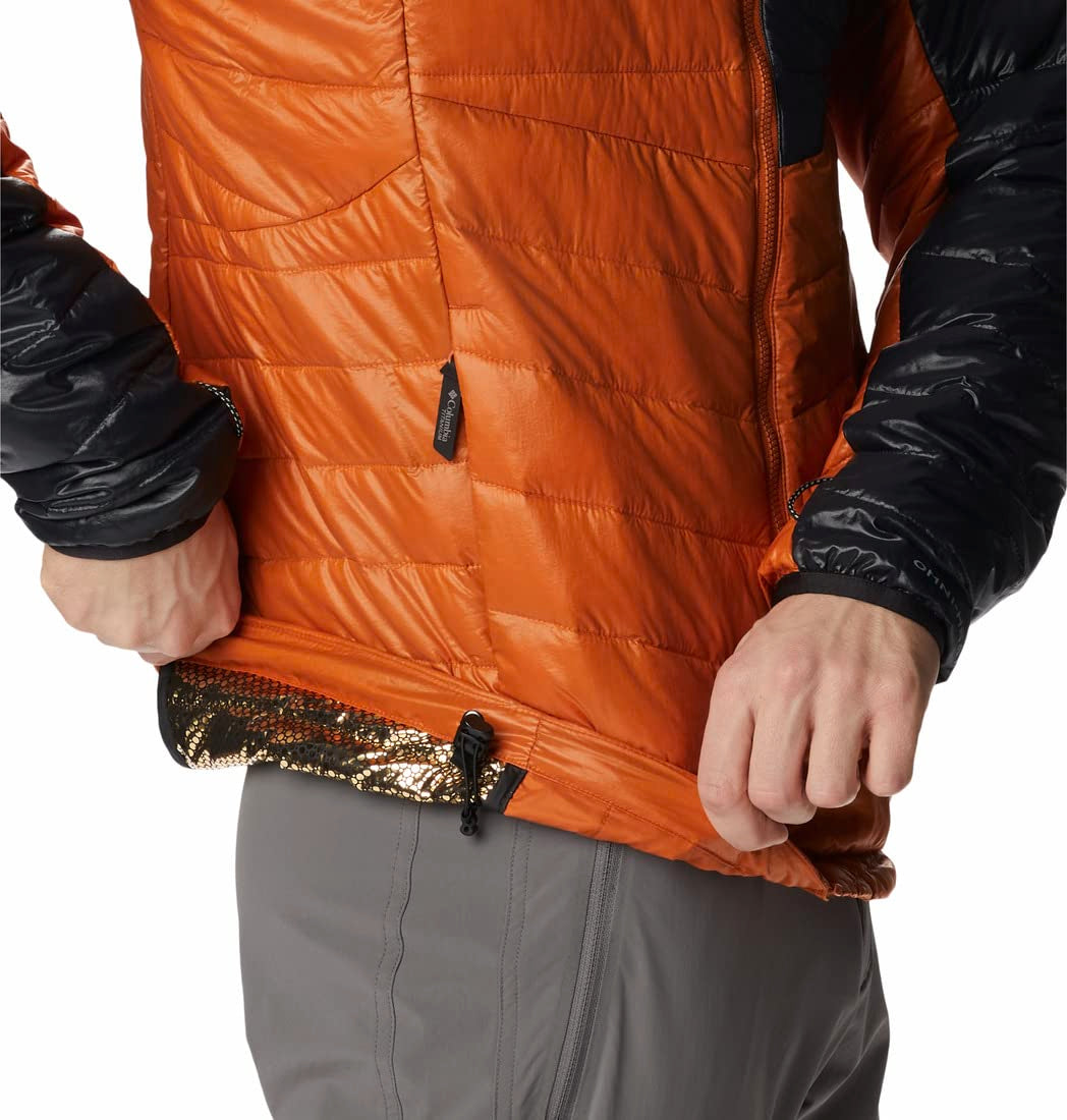 Columbia Mens Platinum Peak Hooded Jacket, Warm Copper, Black, S