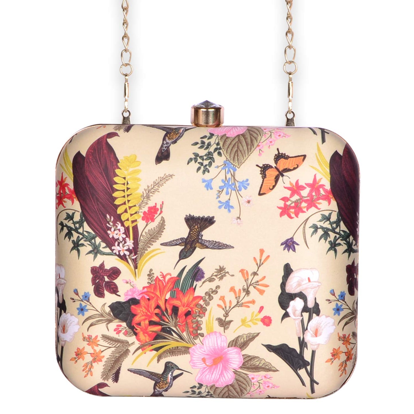 Artklim Floral Printed Clutch with Detachable Sling for women (Multicolour)