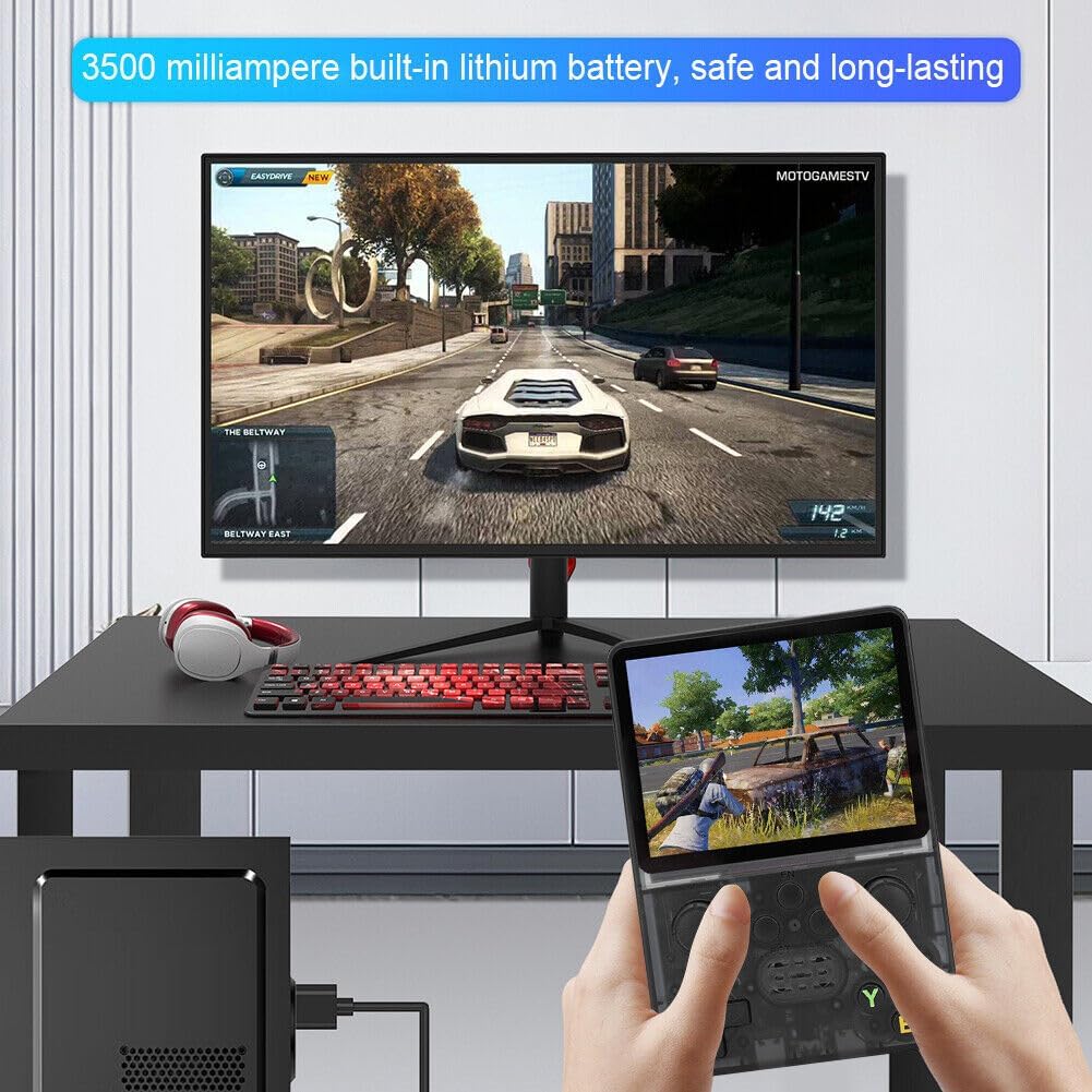 New World X-Ninja R35S Retro Video Game Console 64GB Mini Handheld Gameboy Built in 8000+ Classic Games + PSP Games 3.5-inch IPS Screen Dual 3D Joystick