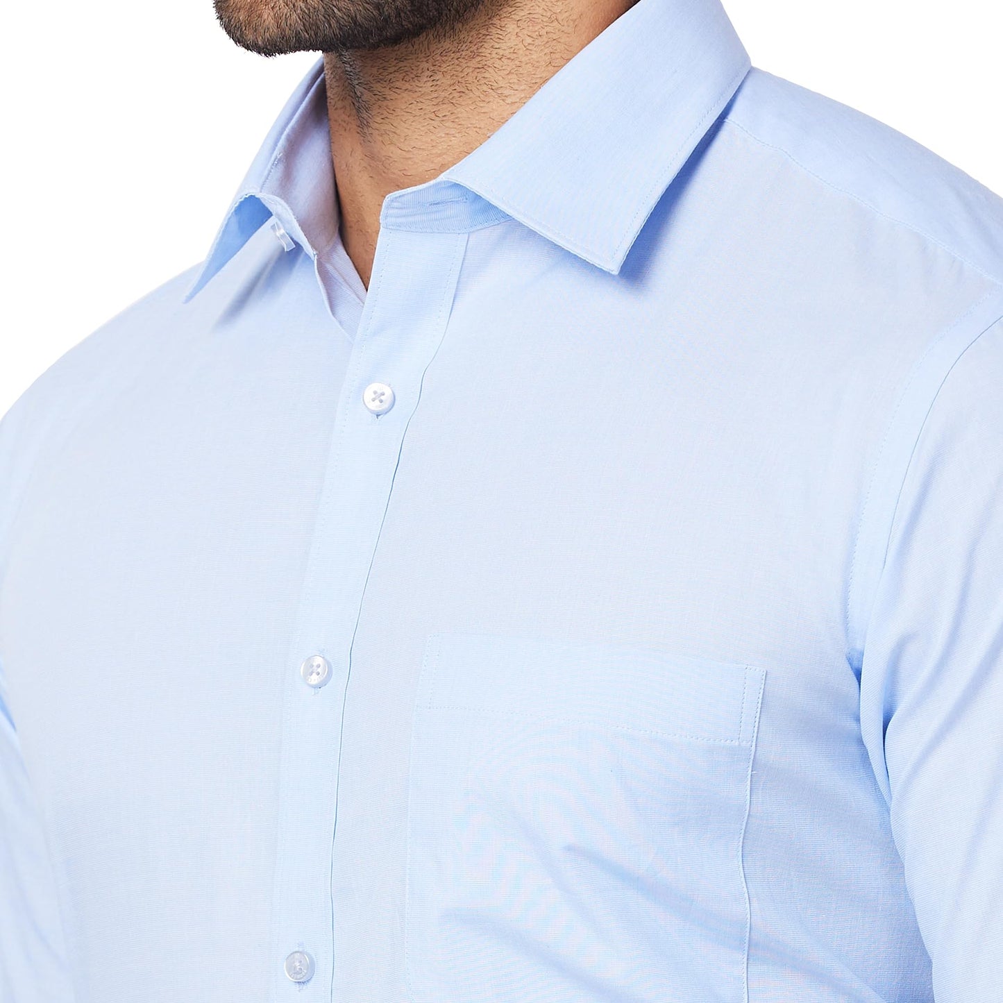 Raymond Men's Slim Fit Pure Cotton Structure Pattern Semi Cutaway Collar Full Sleeve Formal Shirt (Size: 44)-RMSX12860-B2 Light Blue