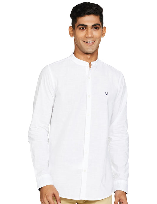 Allen Solly Men's Geometric Slim Fit Shirt (ASSFWMOFI31587_White 42)