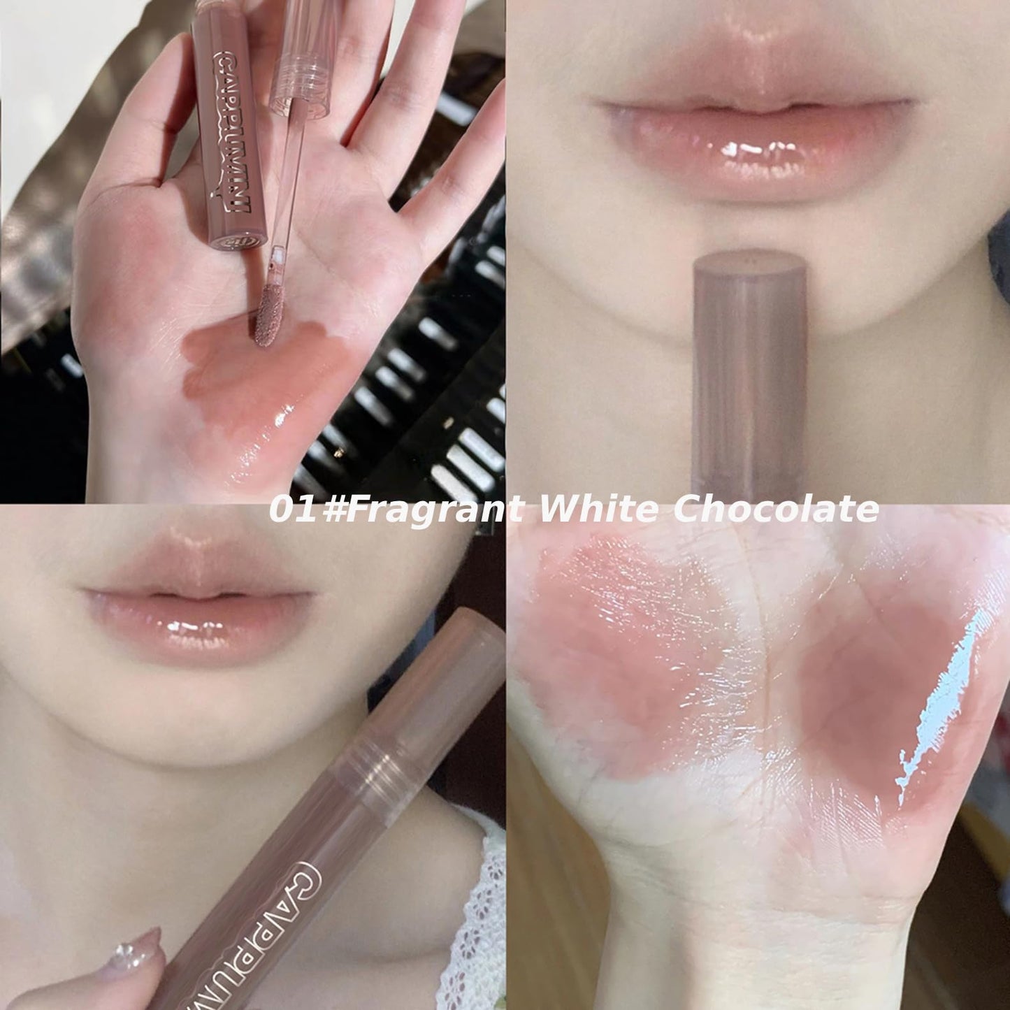 Cappuvini Chocolate Lip Gloss | Nude Dream Lipstick Collection | Lip Moisturizer and Color in One Product Nude Dream Shades from Light Pink to Dark Brown | Perfect for Korean Style Makeup Looks | Lightweight Texture Liquid Lipstick | Long-Lasting Lip Glaz
