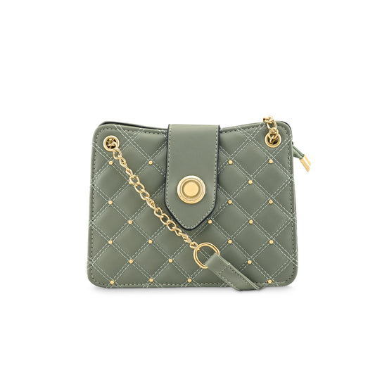 Chic Studded Quilted Sling Bag for Women | Crossbody with Zipper & Magnetic Button Closure, Metallic-Detail Strap & Utility Pocket | Stylish Everyday Shoulder Bag for College & Casual Outings