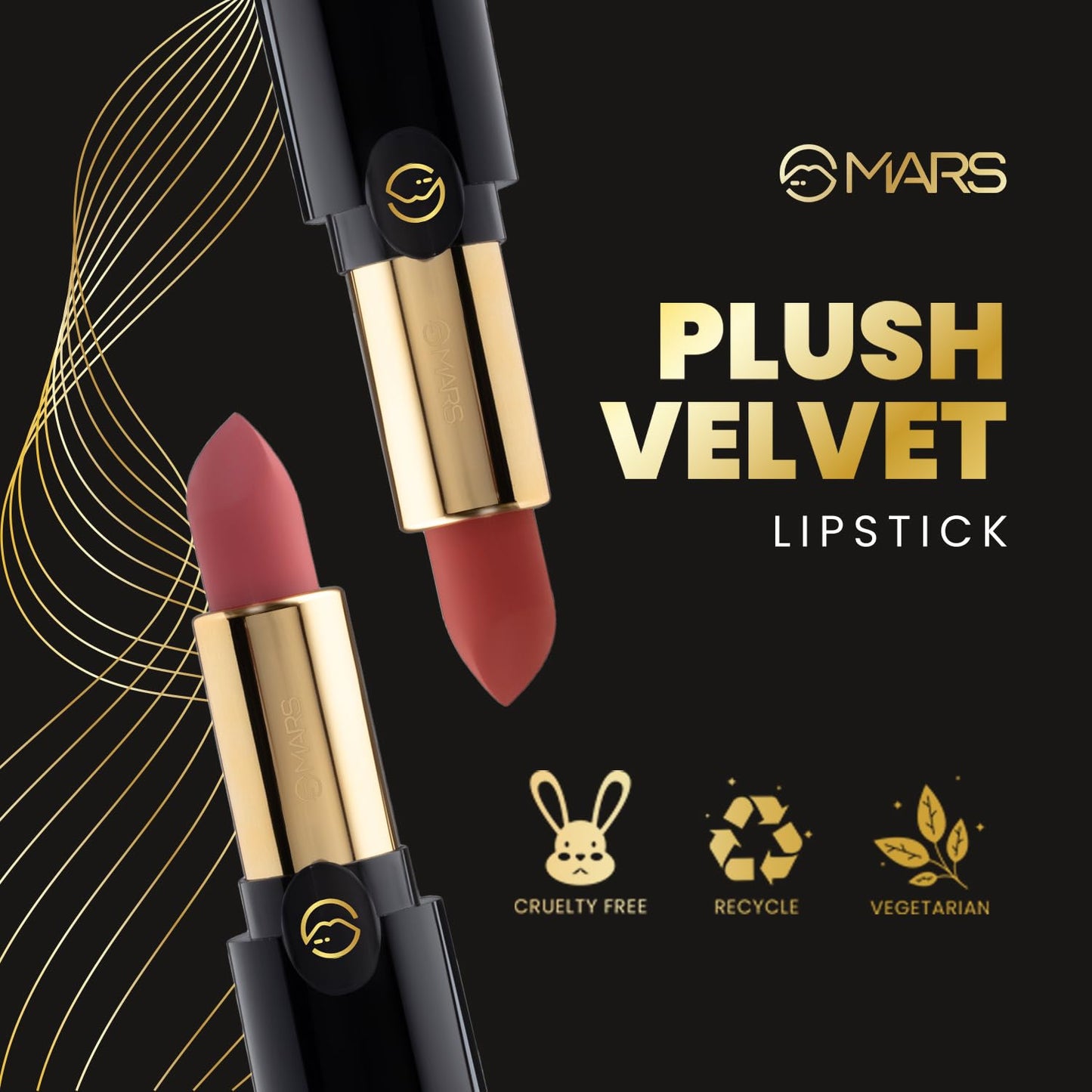 MARS Plush Velvet Creamy Matte Lipstick for women | Smooth Glide | One Swipe Pigmentation | Non-Drying and Creamy Formula | Rich and Vibrant Color | 3.2 gm | (03-Brown Sugar)