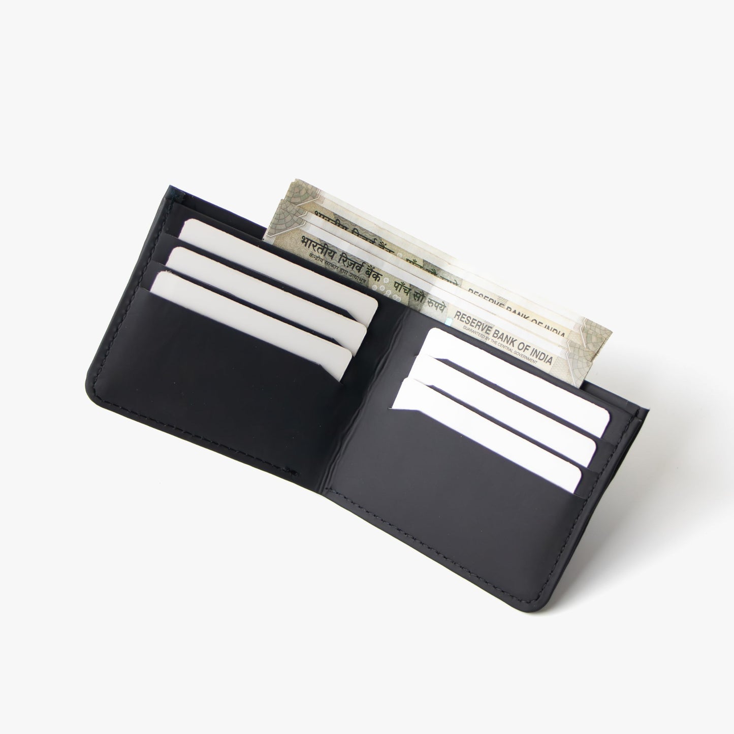 Bellblock Slim Sleeve Bifold Minimal Wallet for Men/Women | Slim Handcrafted Wallet | with Sim, Mobile Pin & Hidden Extra Card Slots | Vegan Leather | Black