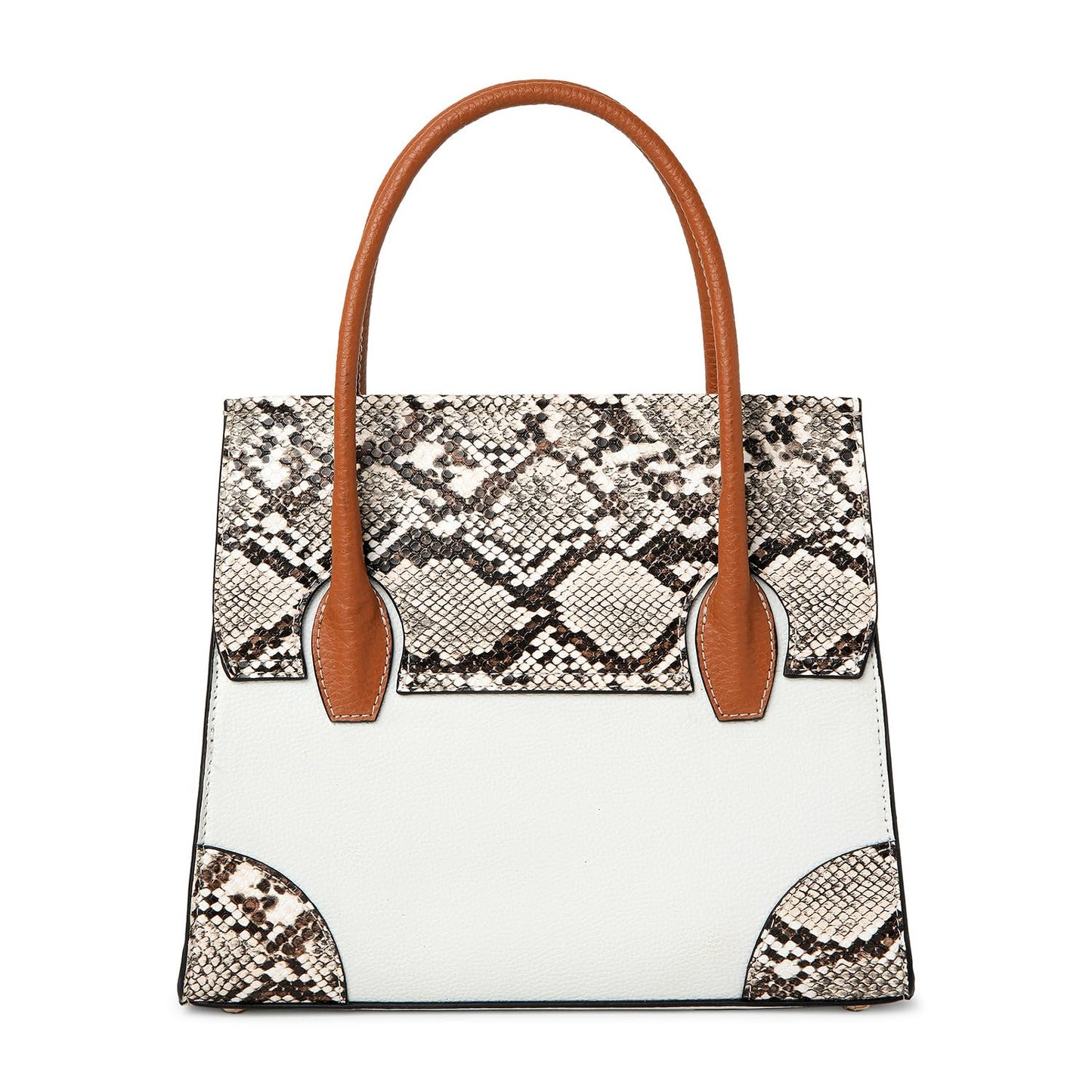 KLEIO Vegan Leather Snake Print Mini Satchel Handbag for Women (HO9089KL-WH)(WHITE)