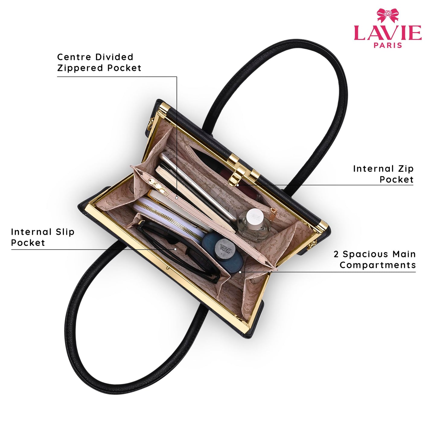 LAVIE PARIS Women's Chic Dual Frame Satchel Bag | Satchel Handbag for Work | Ladies Purse | Stylish Shoulder Bag | Gift for Women