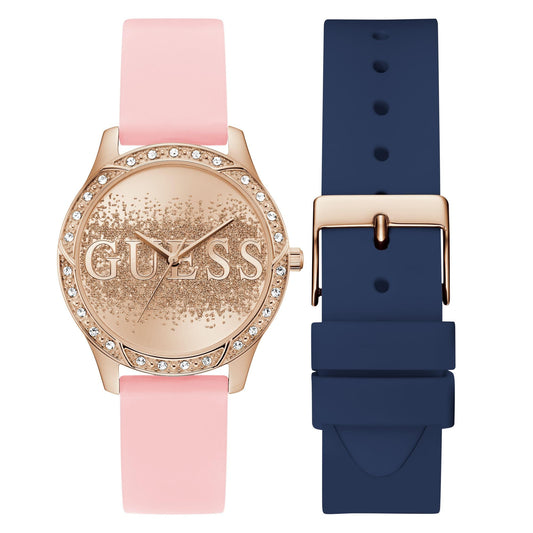 GUESS Silicone Analog Rose Gold Dial Women's Watch-U1403L2M, Band_Pink