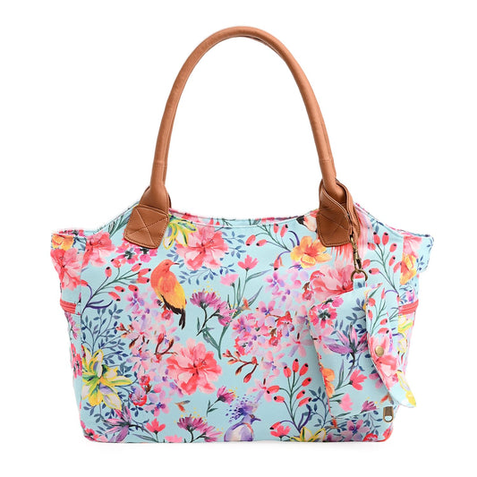 Boho Girl Summer Floral Printed Women Handbag | Top Handle Bag | Spacious Handbag For Women | Multiple Compartment | Ladies Handbag With Shoulder Straps | Ladies Purse Handbag (Multicolor)