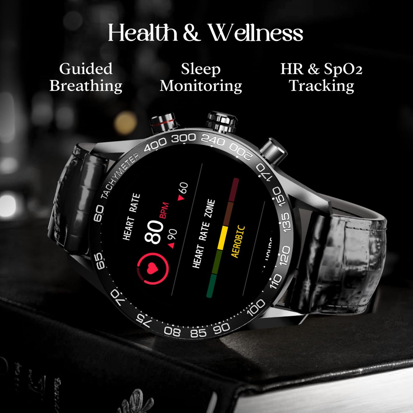 boAt Enigma Z40 Smart Watch w/ 1.32" (3.3 cm) HD Display, Luxurious Metal Body Design, 100+ Sports Mode, Female Wellness, Built-in Games, HR & SpO2, IP67(Black Leather)