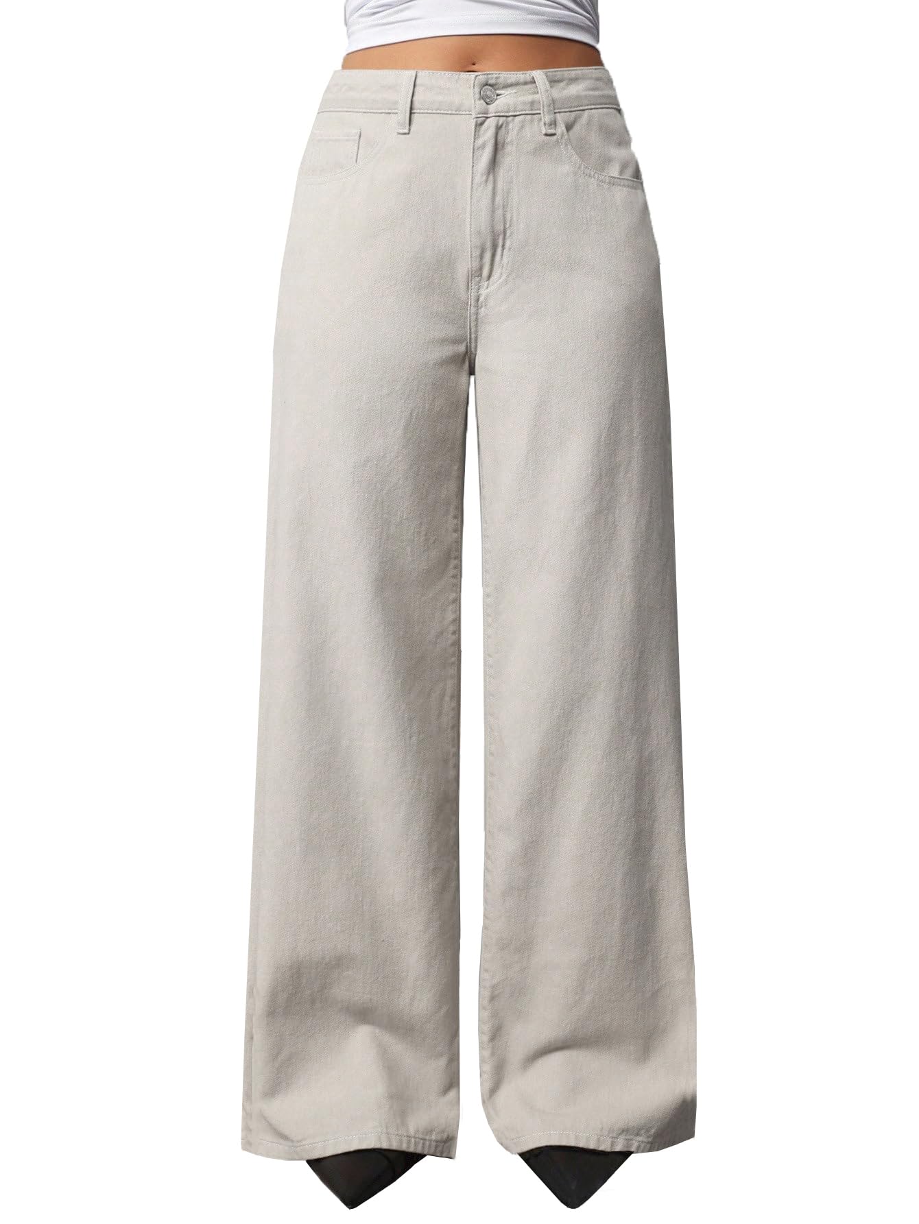 TOPLOT Jeans for Women || Women High Rise || Wide Leg Pants || Straight fit Jeans for Woman (Straight-Jeans-5204-Off White-28)