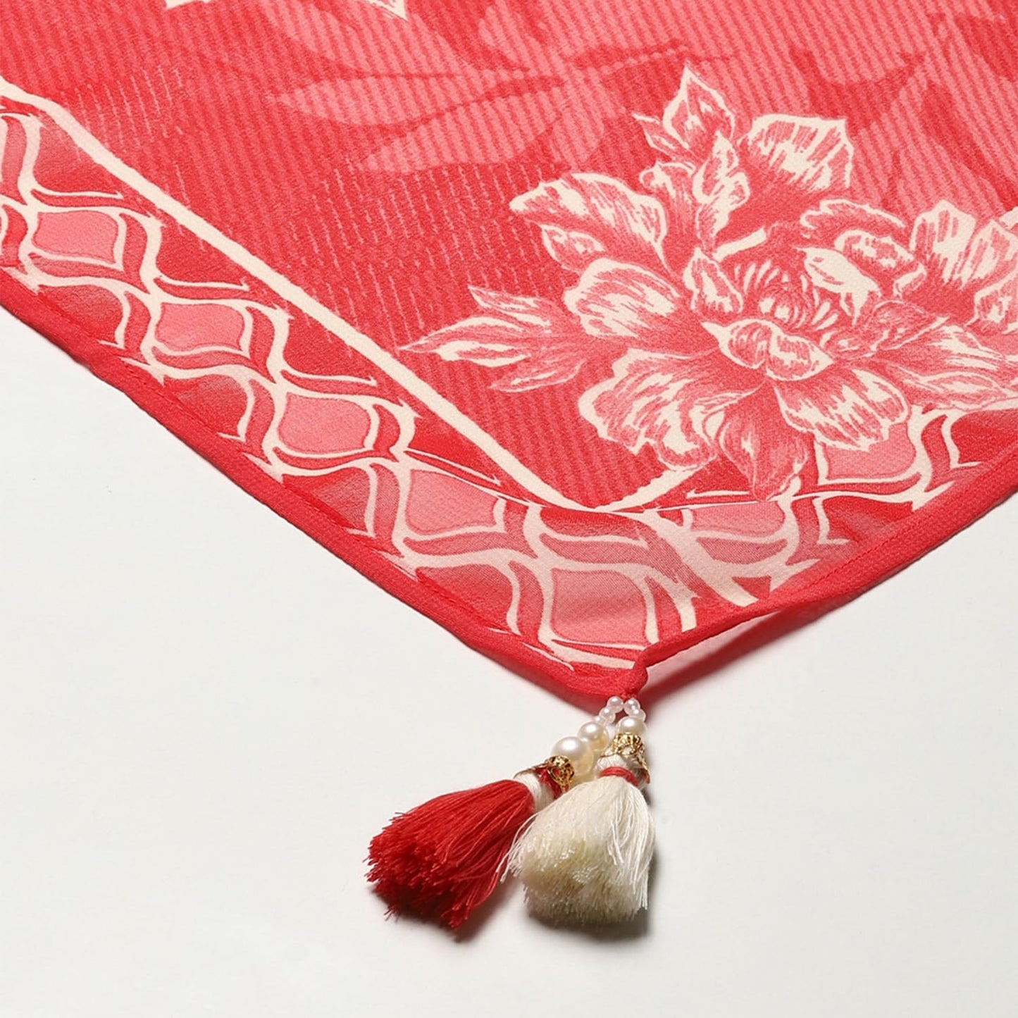 BIBA Women Coral Cotton Blend Printed Dupatta, Free Size