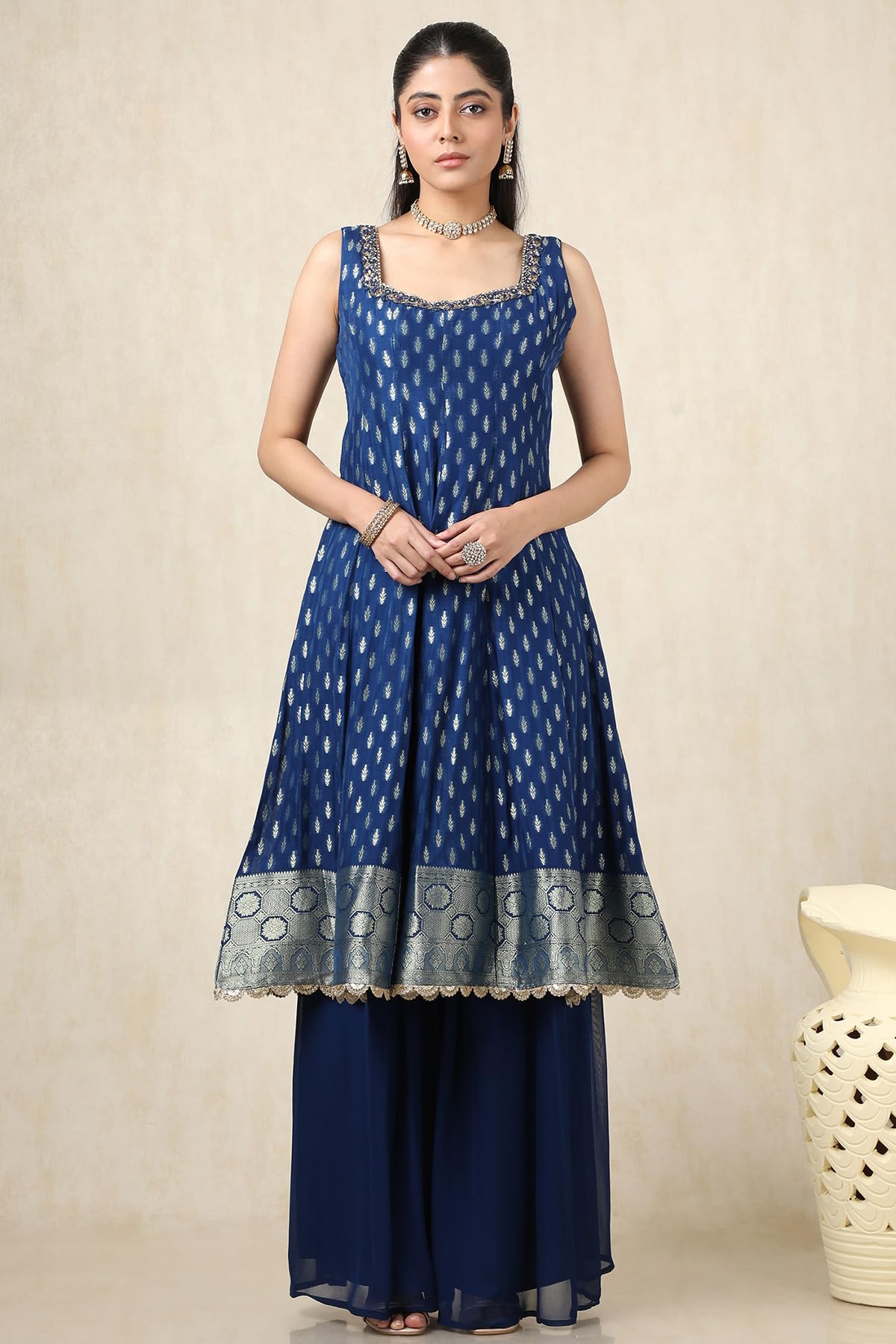 Soch Women's Brocade Salwar Suit Set (OWS5CD21594_Blue