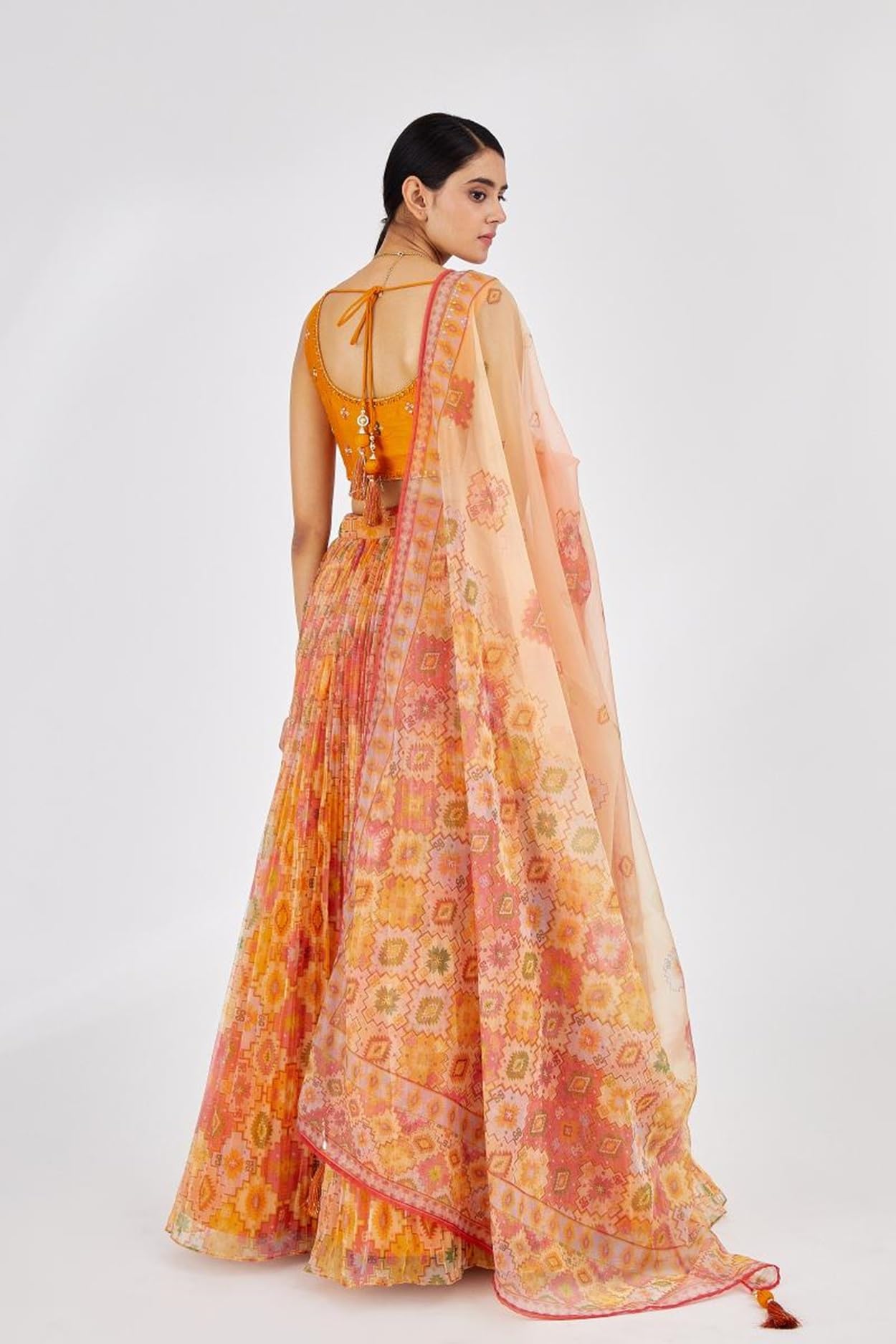 AG Clothing Women's Organza Semi Stitched Lehenga Choli With Dupatta | Digital Print With Creaz Pattern | Traditional, Wedding, Ethnic Wear Lehenga (ZC-MAndAKINI-Vol2i-121-Yellow)