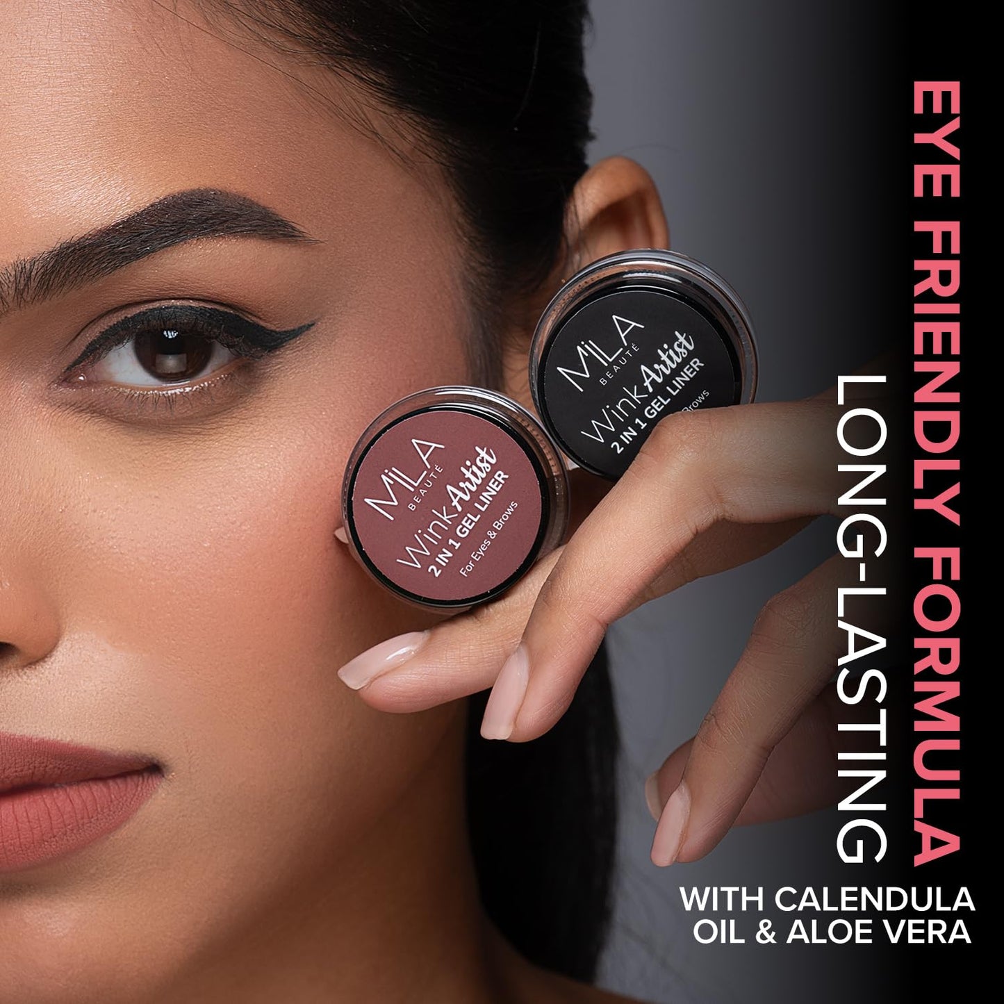 Mila Beauté 36 Hr Waterproof Wink Artist 2 in 1 Eyebrow & Gel Eyeliner with Brush | Long Lasting & Smudgeproof Formula | Calendula Oil and Aloe Vera | Shade - (Brown, 4g)