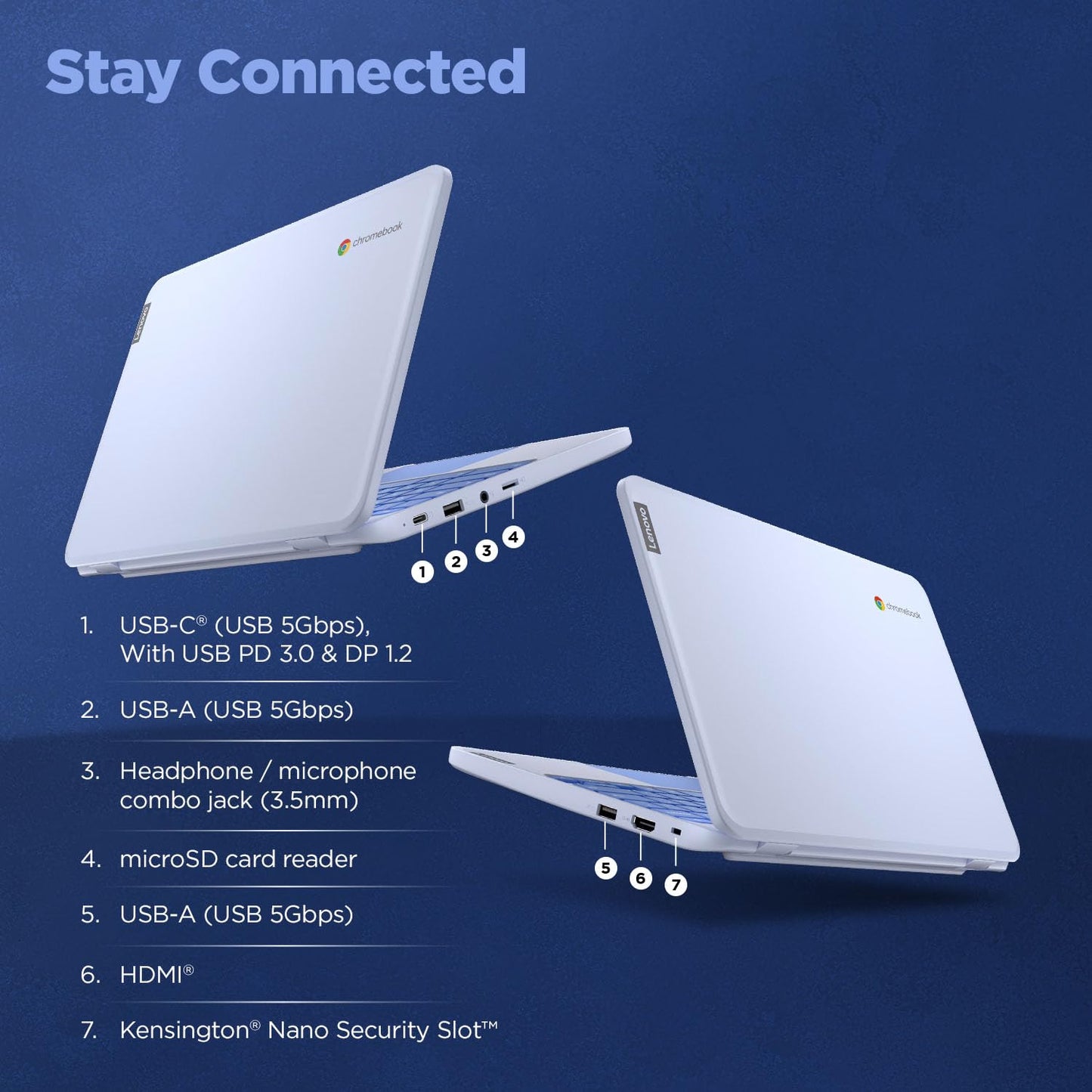 Lenovo {SmartChoice)Chromebook Intel Celeron N4500 (4GB RAM/64GB eMMC 5.1/11.6 Inch (29.46cm)/HD Display/2Wx2 Stereo Speakers/HD Camera/Chrome OS/Blue/1.21Kg), 82UY0014HA