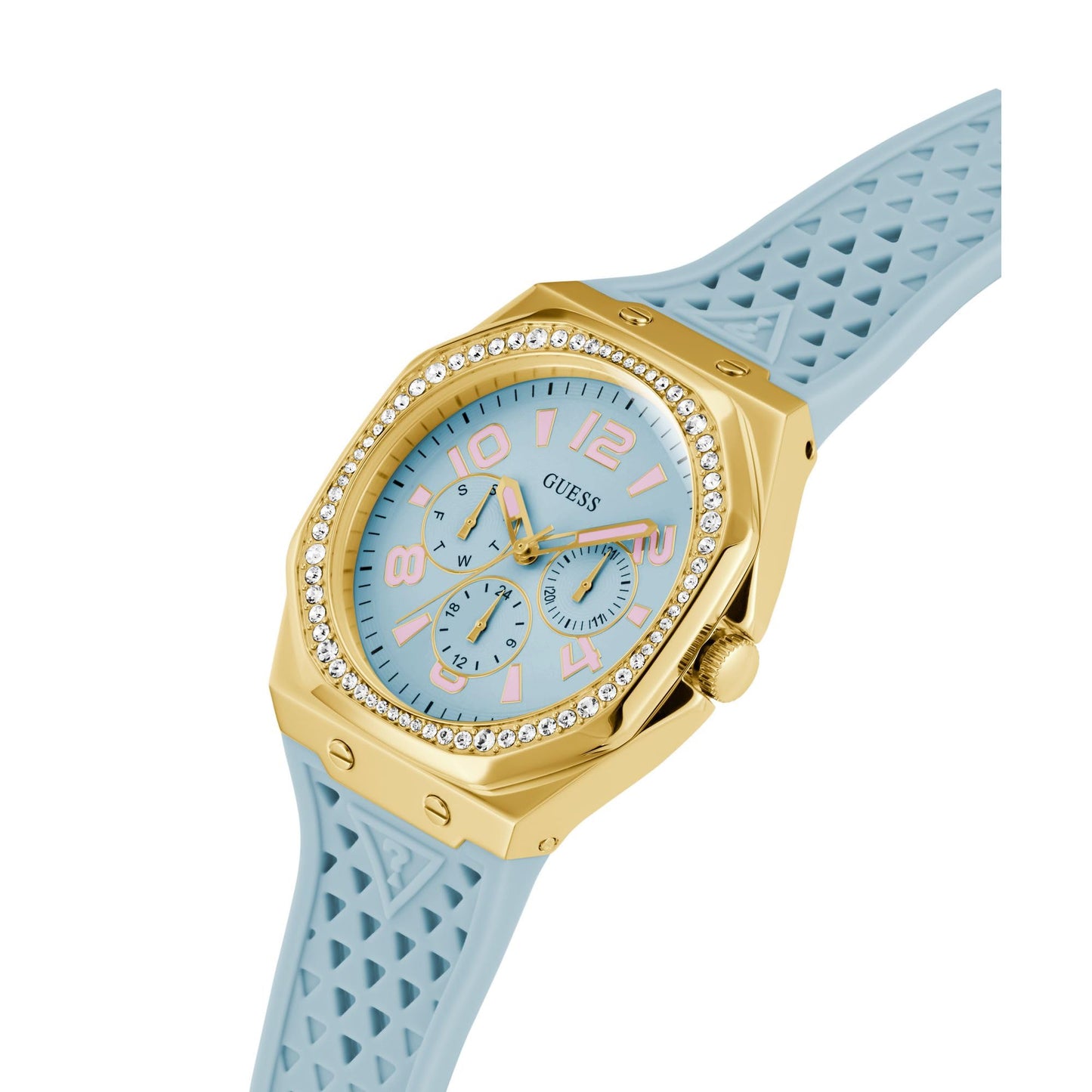 GUESS Silicone Women 39.5 Mm Blue Dial Analog Watch- Gw0694L1