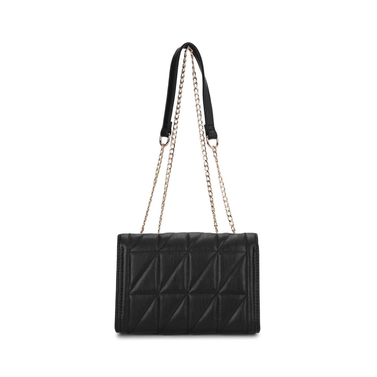 Fastrack Women Quilted Sling Bag with Chain Strap | Magnetic Flap Closure, Inner Zip Pocket and Spacious Interior | Stylish Everyday Bag | Sling for Casual Carry, Black