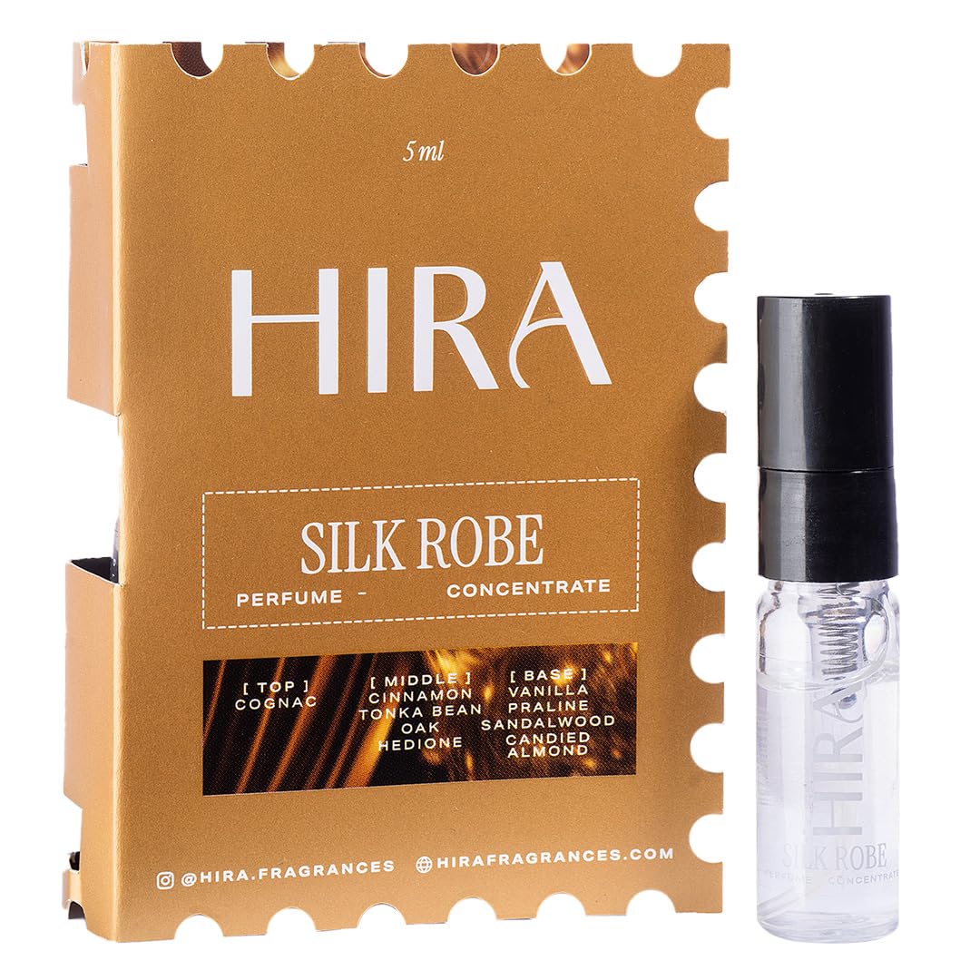 HIRA Silk Robe Concentrate for Women | Pocket-Friendly | Long-Lasting Fragrance | Travel-Friendly | Cognac & Vanilla Notes | 5ml Eau de Parfum | Minimal Sprays, Maximum Impact