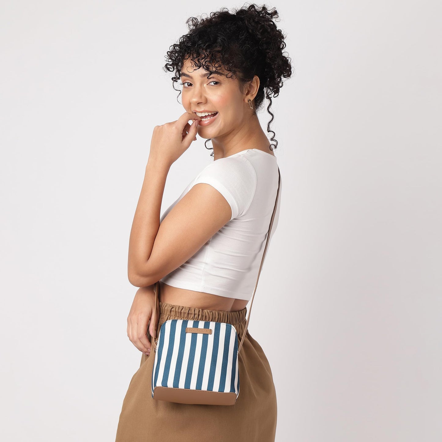 Fastrack Nautical Striped Casual Sling Bag for Women, Girls and Ladies