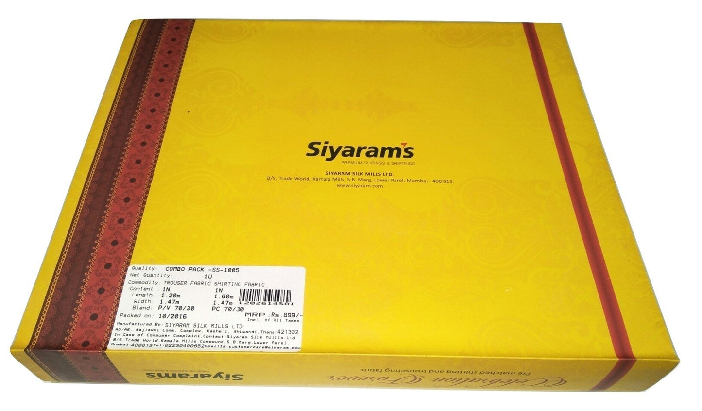 Siyaram's Men's Polyester Shirt and Pant Unstitched Fabric Combo Pack (Multicolour, Free Size)