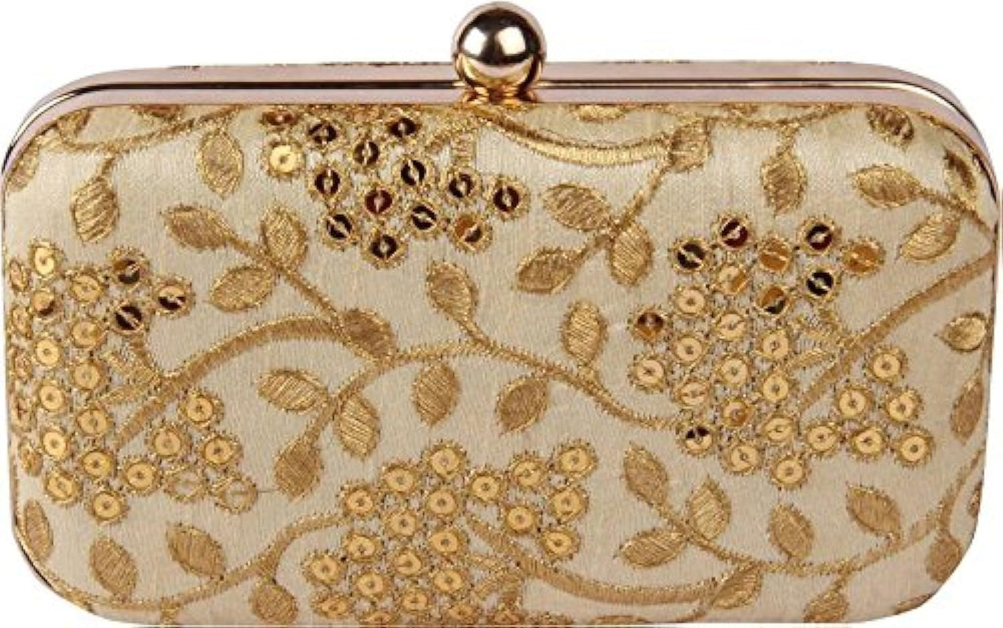 TOOBA Women's Handcrafted Beautiful Bling Box Clutch Bag Beige