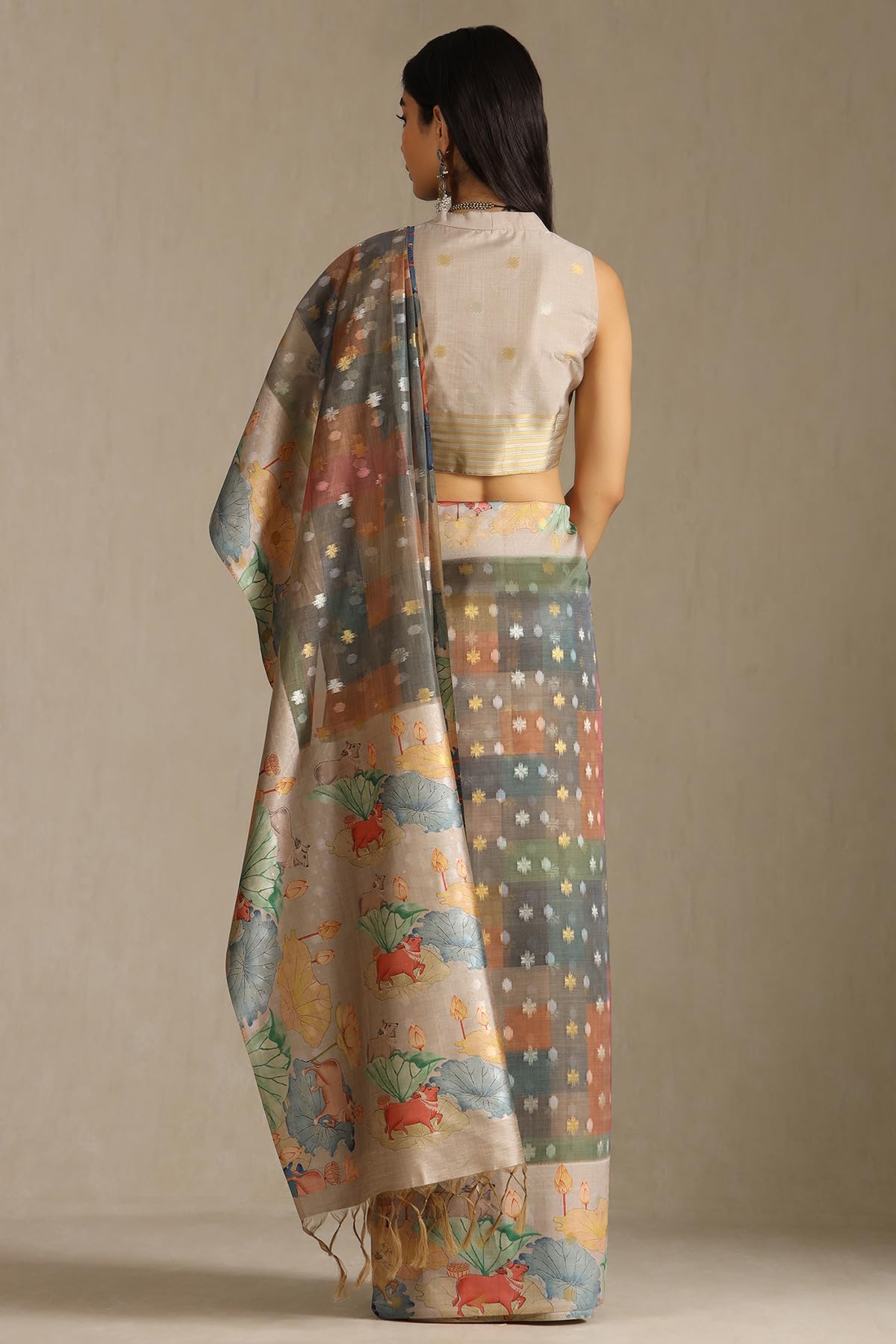 Soch Womens Multicolour Chanderi Pichwai Print Saree