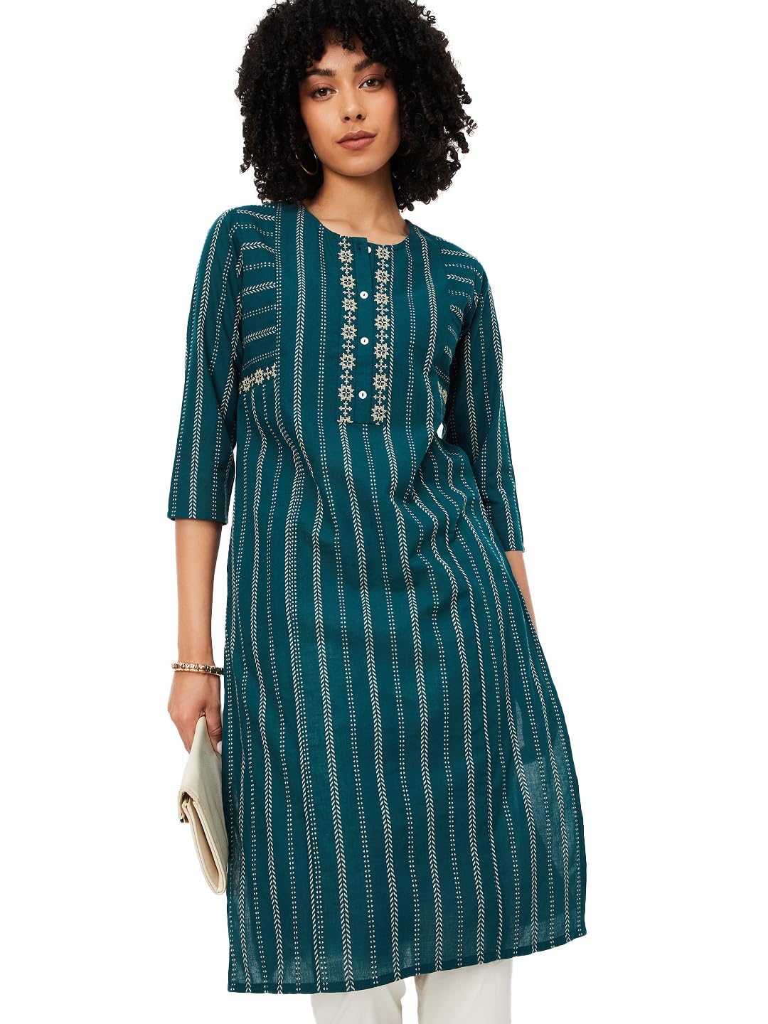 Max Women's Cotton Regular Kurta (PAWWPA25LO_Green