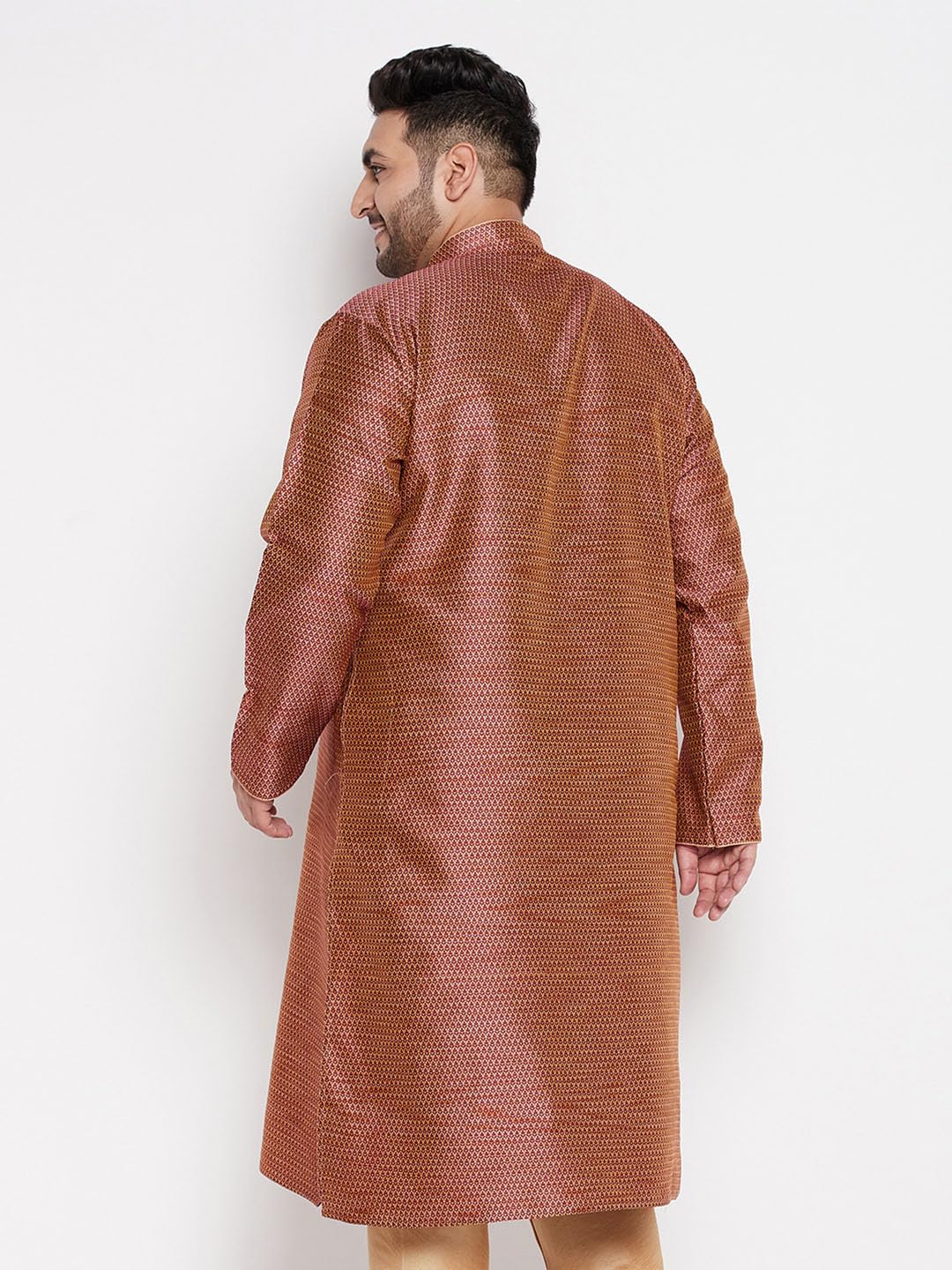 Vastramay Plus Men's Maroon Silk Blend Kurta - 7XL_VPLUSMK047MA_54