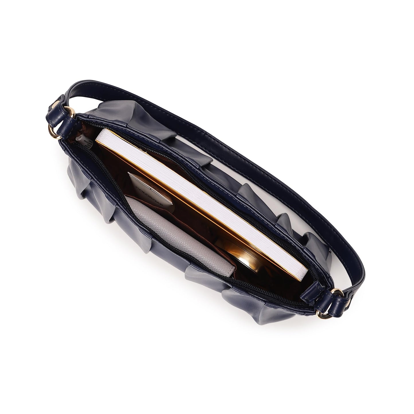 Fastrack Women's Pleated Shoulder Bag with Top Zip Closure | Inner Zip and Slip Pockets, Comfortable Shoulder Strap | Soft Textured Shoulder Bag | Trendy Women's Handbags