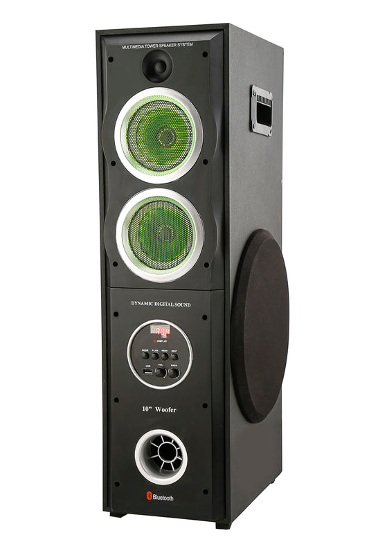 TECHXEWOO TS7777 Home Theater Party Speaker with 10" WOOFER and Dual MID Range Speakers, Bluetooth, USB, Digital FM,TWS, INBUILT Karaoke and Wide CONNECTIVITY Options VIA AUX in.