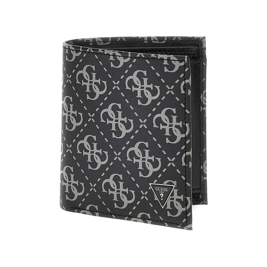 GUESS Black Monogram Leather Mito Bi-Fold Wallet