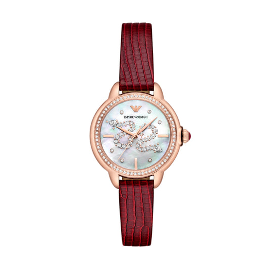 Emporio Armani Red Quartz Leather Watch AR11646
