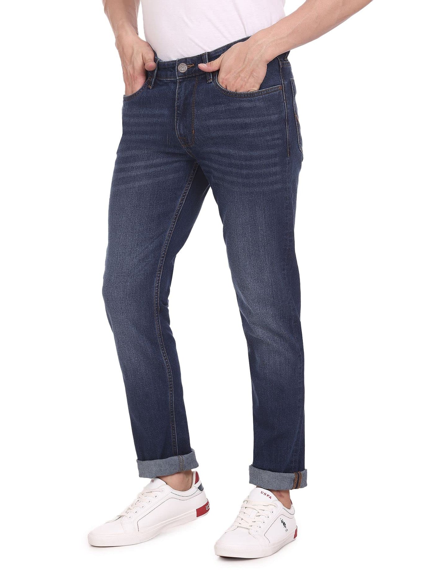 U.S. POLO ASSN. Men's Slim Mid Rise Jeans (UDJC0079_Blue_34)