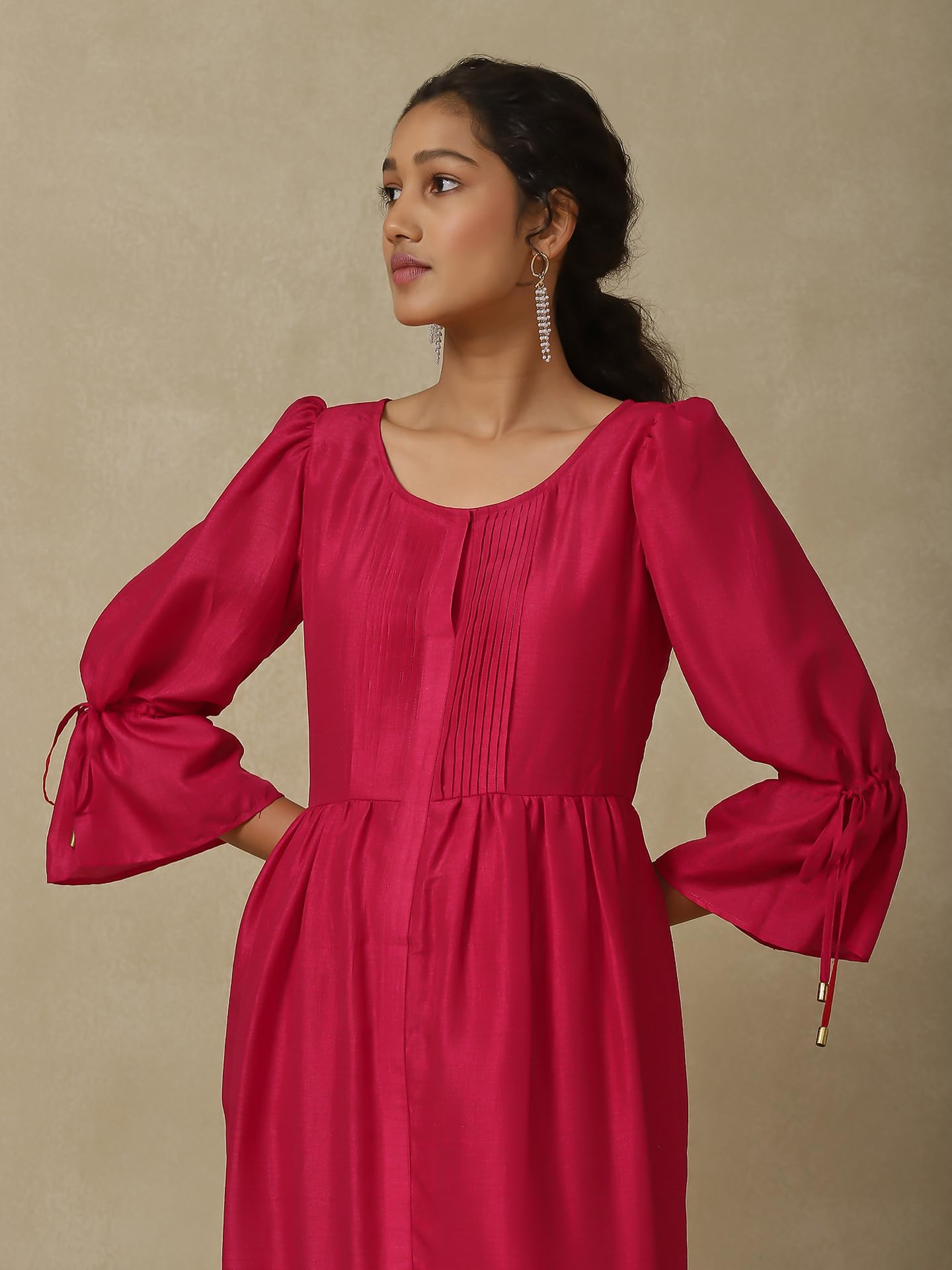 Aarke Ritu Kumar Magenta Solid Long Dress