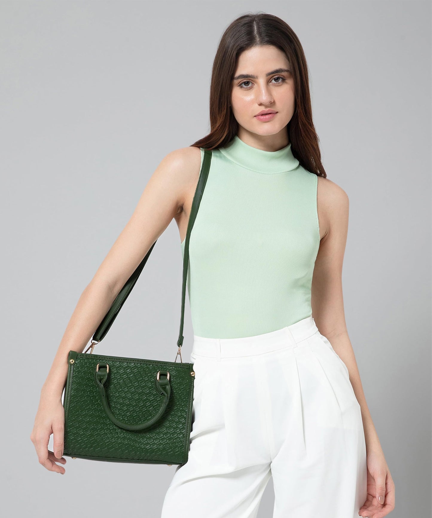 CUCKOOS LONDON Top Handle Bag For Woman Office Bags Handbags Big Size, Trendy Hand Bags for Women Stylish - Ladies Designer Crossbody Satchel Bag for Birthday, Anniversary Gift - ELVIA, Green