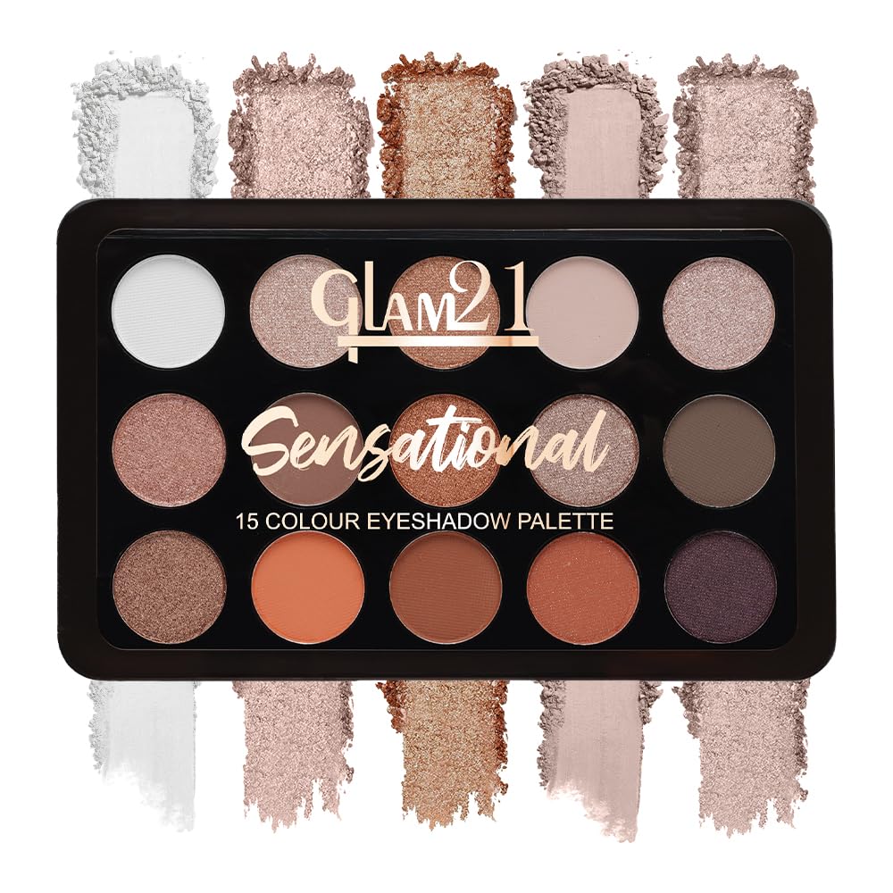 Glam21 Sensational Eyeshadow Palette | 15 Color Shades|Ultra Micronized Pigments|Smoky Eye Shadow|Long Lasting|14gm - 01