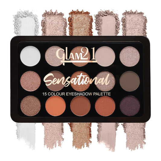 Glam21 Sensational Eyeshadow Palette | 15 Color Shades|Ultra Micronized Pigments|Smoky Eye Shadow|Long Lasting|14gm - 01