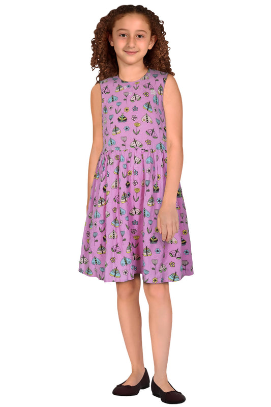 Allen Solly Girl's Viscose Modern Mid-Thigh Length Dress (AGDRCRGF398893_Pink_13 Years-14 Years)