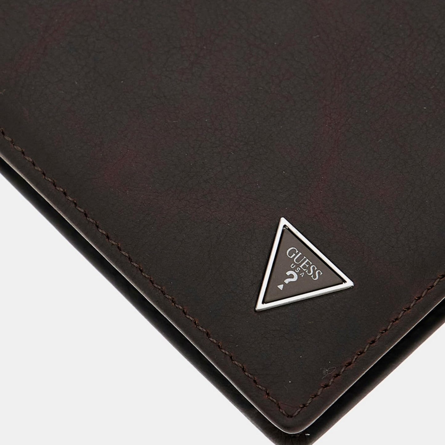 GUESS Brown Solid Leather Roma Bi-Fold Wallet