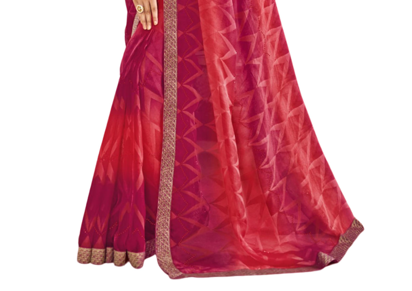 Laxmipati Pink Printed Brasso Saree for Women With Blouse Piece