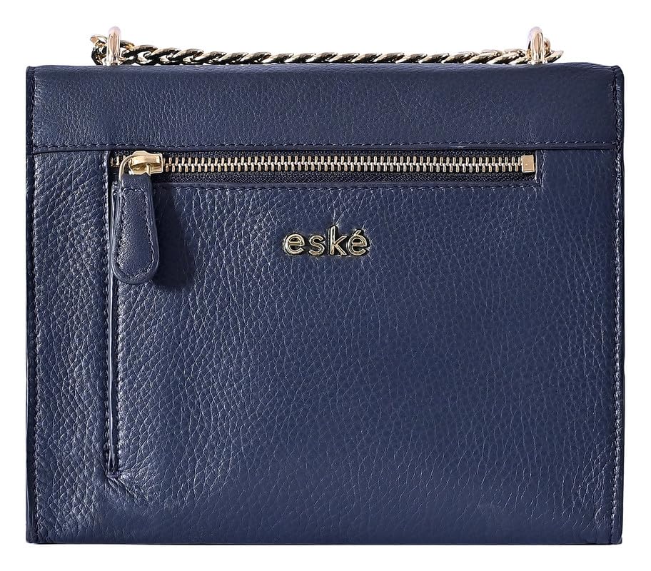 eske Lisbeth Genuine Leather Shoulder Bag (Navy Blue Vanilla)