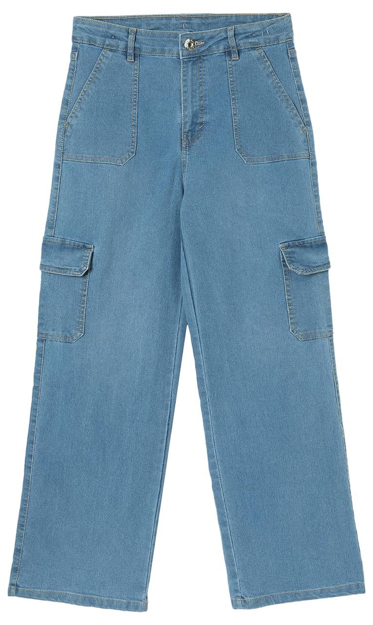 Max Girl's Regular Mid Rise Jeans (P24EFD01A_Light Blue, 14-16 Years