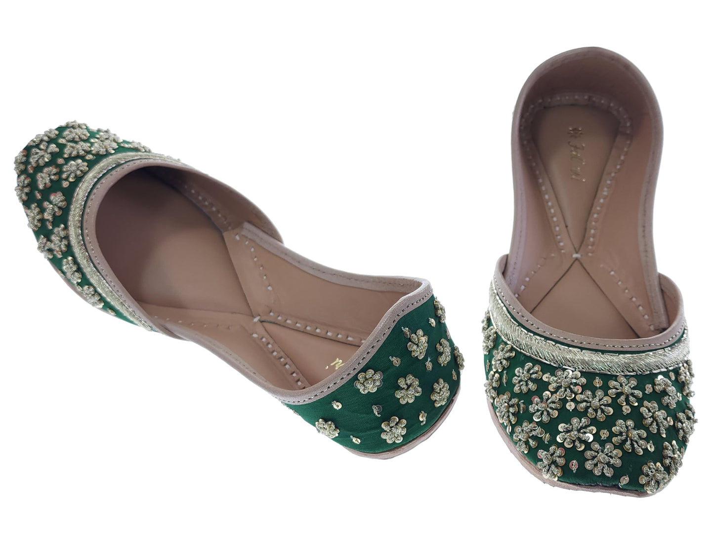 Fulkari Formal Shoes for Women – Elegant & Comfortable Office Wear, Stylish Leather Finish, Cushioned Insole, Ideal for Work, Business Meetings & Formal Events (Green Gold,Size-6)