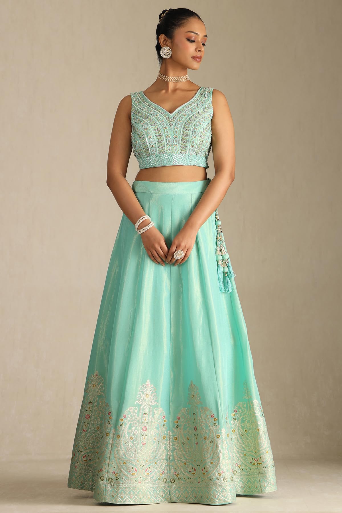 Soch Women's Viscose Blend Unstitched Ghagra Choli (OWS5CD21624_Blue_XL)