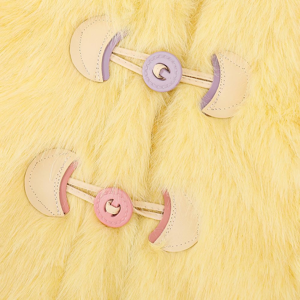 Hopscotch Girls Yellow Full Sleeves Fuzzy Toggle Puffer Jacket For Ages (12-18 Months)