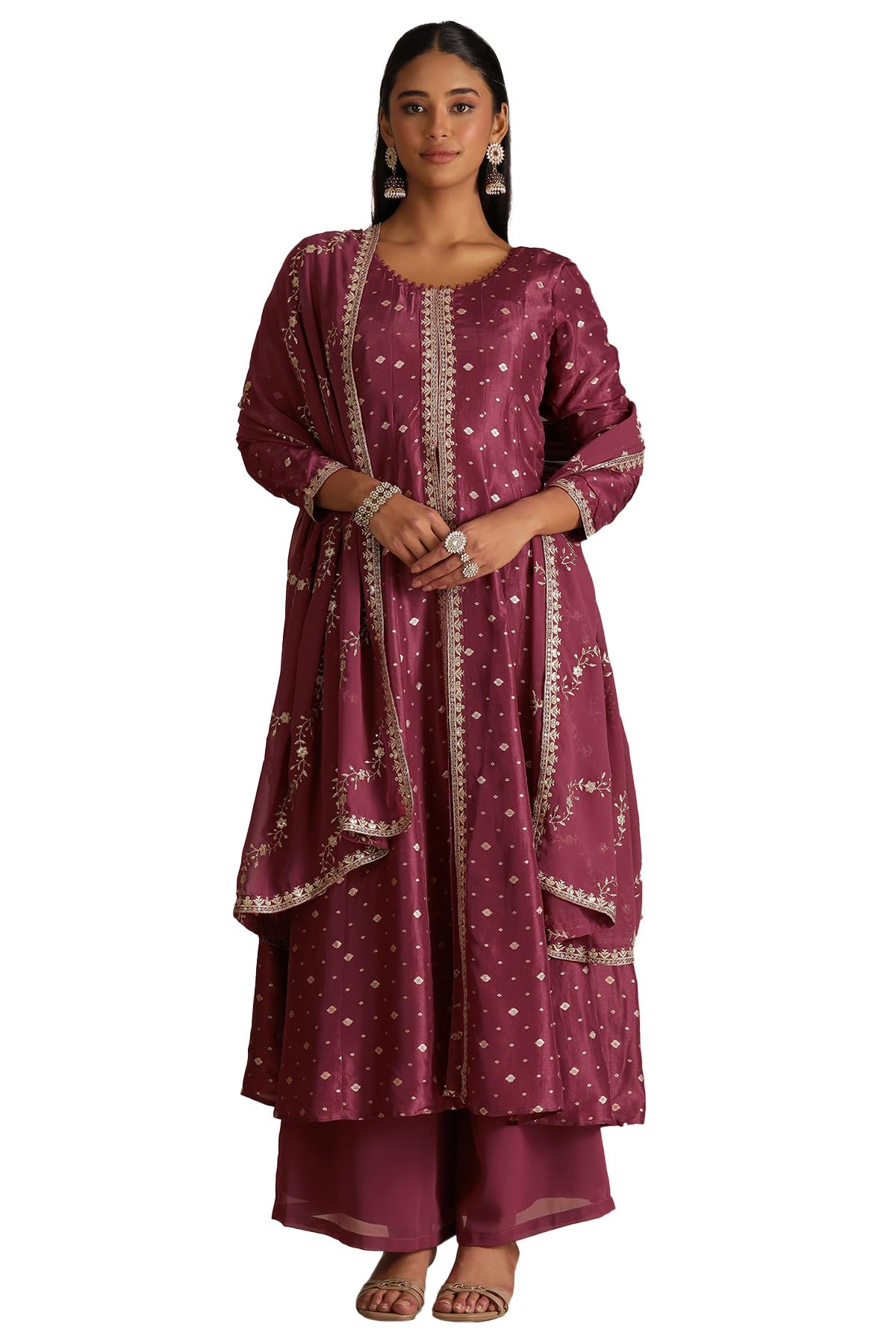 Soch Womens Dola Silk Zari Woven Suit Set With Zari