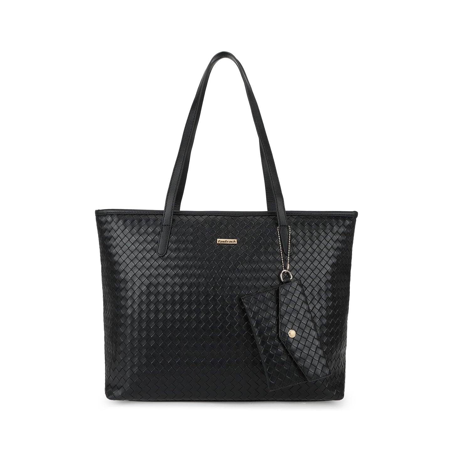 Fastrack Textured Oversized Structured Tote Bag For Women, Girls and Ladies Fits Upto 15" Laptop |Comes with a Removable Small Pouch | Made of Premium PU Material | Totes for Casual Carry