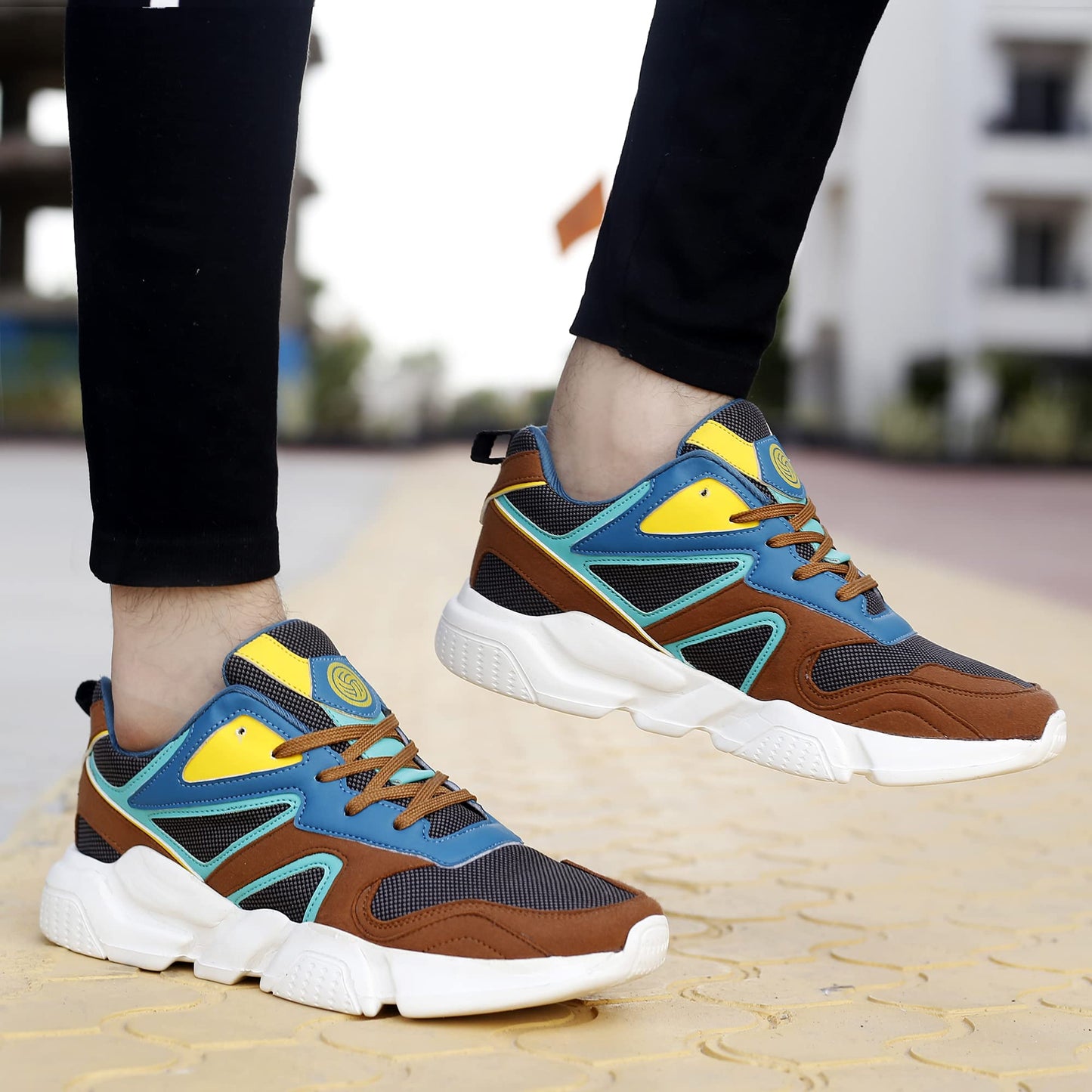 Bacca Bucci Mens Uproar Korean Street Style Low Top Color Blocked Fashion Sneakers/Casual Shoes Brown, 6 Uk