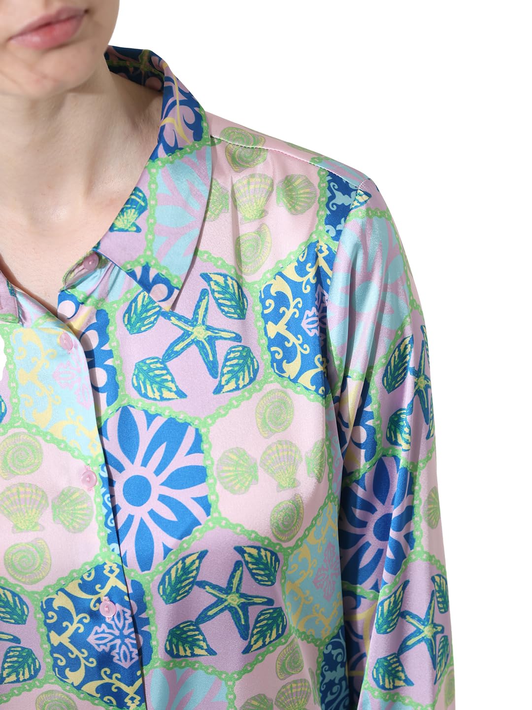 ONLY Women Printed Polyester Regular Fit Multicolor Shirt